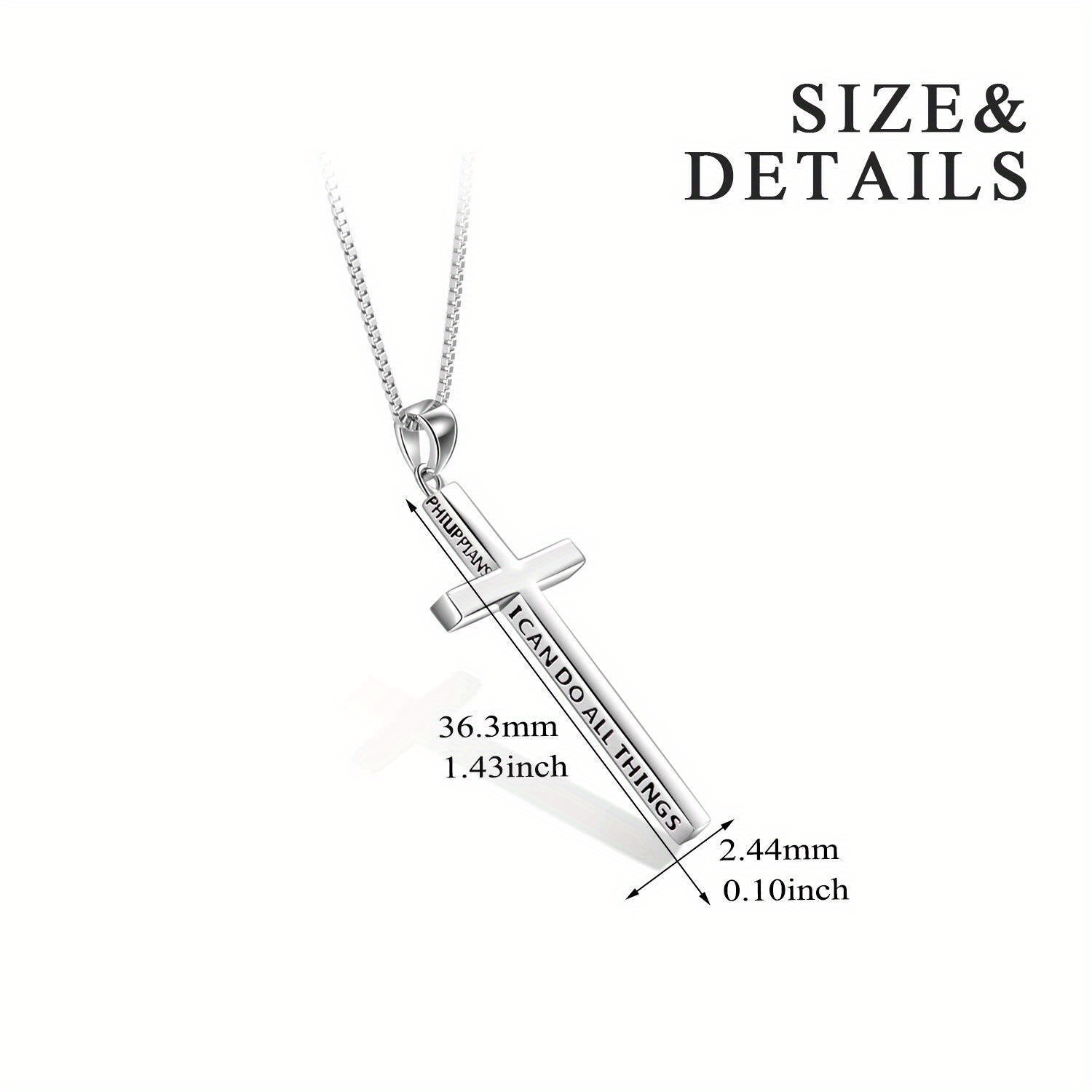 Unisex 925 Sterling Silver Inspirational Cross Necklace — Uplifting Gift